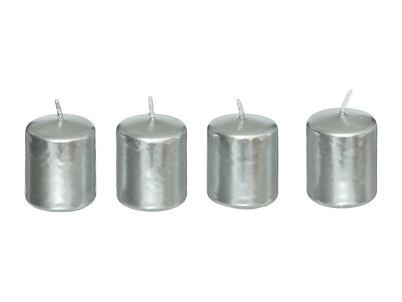 Lot de 4 Bougies Satin Argent 160G