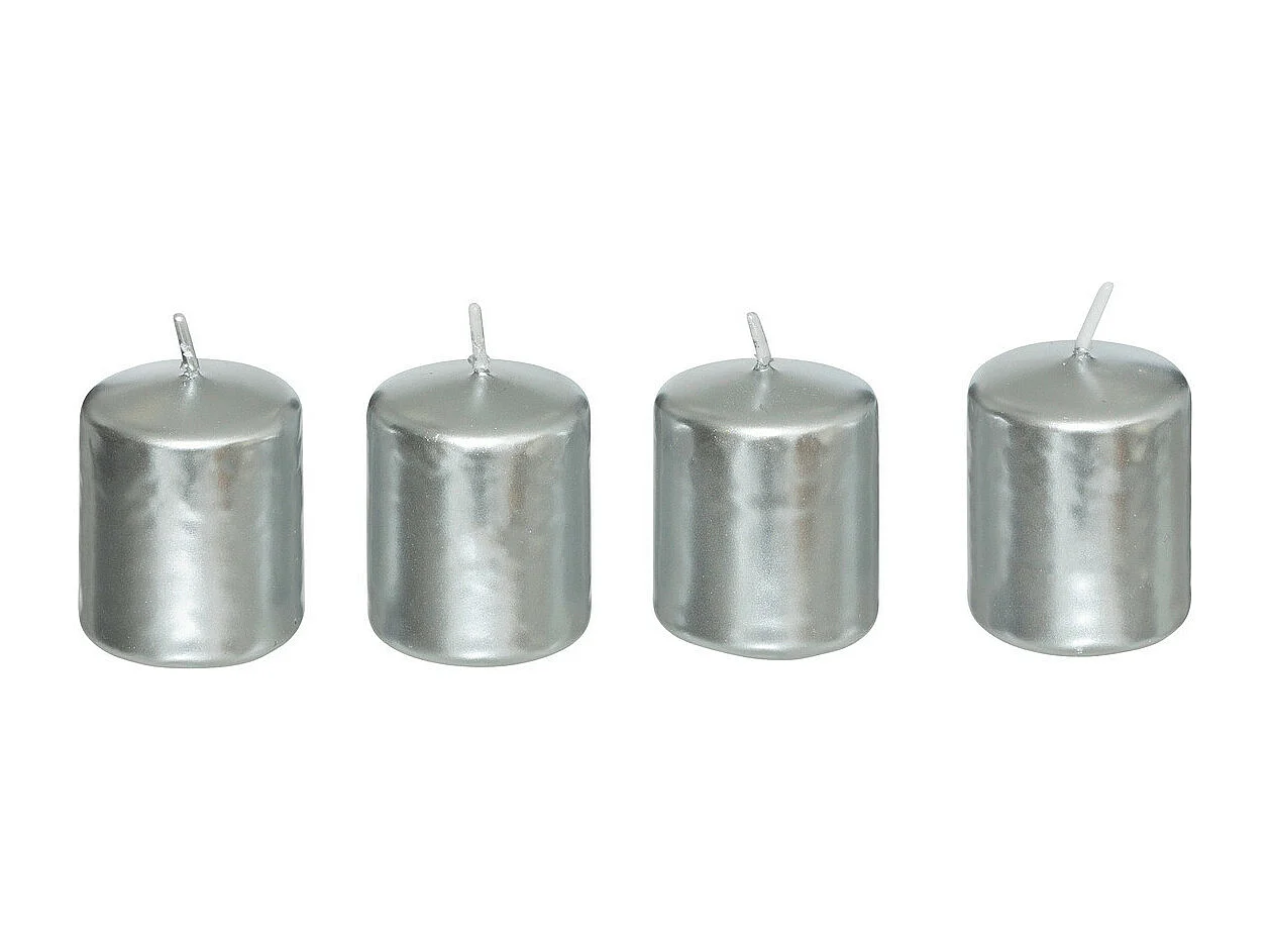 Lot de 4 Bougies Satin Argent 160G