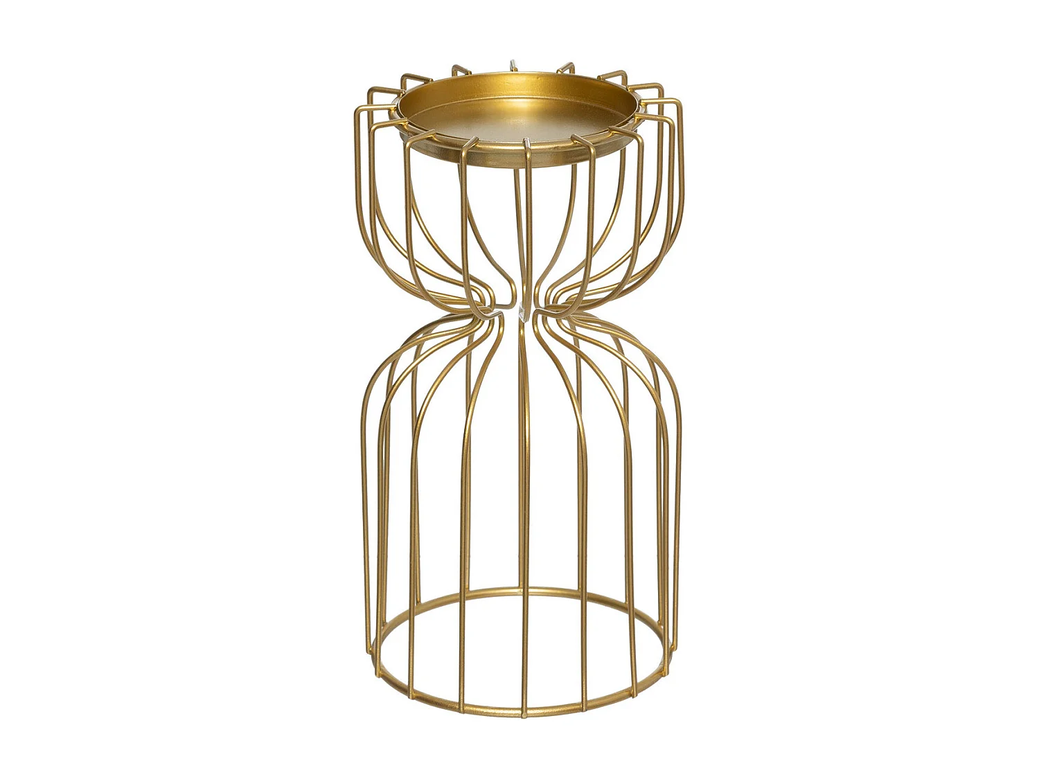 Set de 2 Bougeoirs Photophore en métal filaire Doré