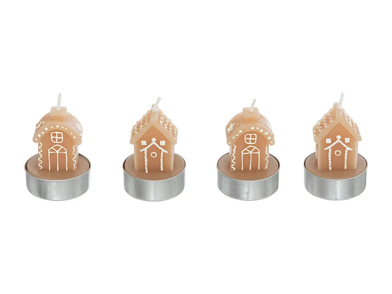 Lot de 4 Bougies déco Maison Pain d'épice