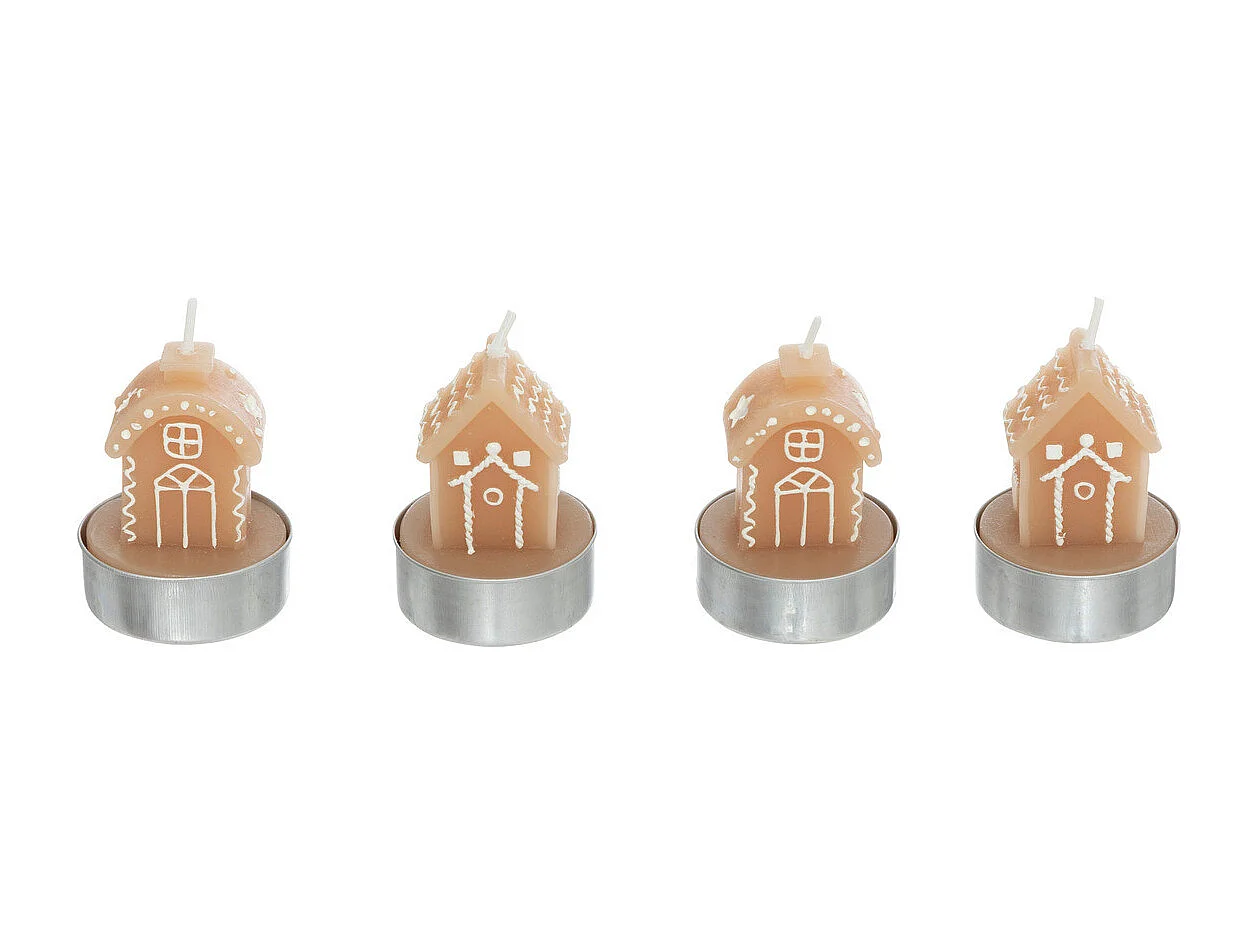 Lot de 4 Bougies déco Maison Pain d'épice
