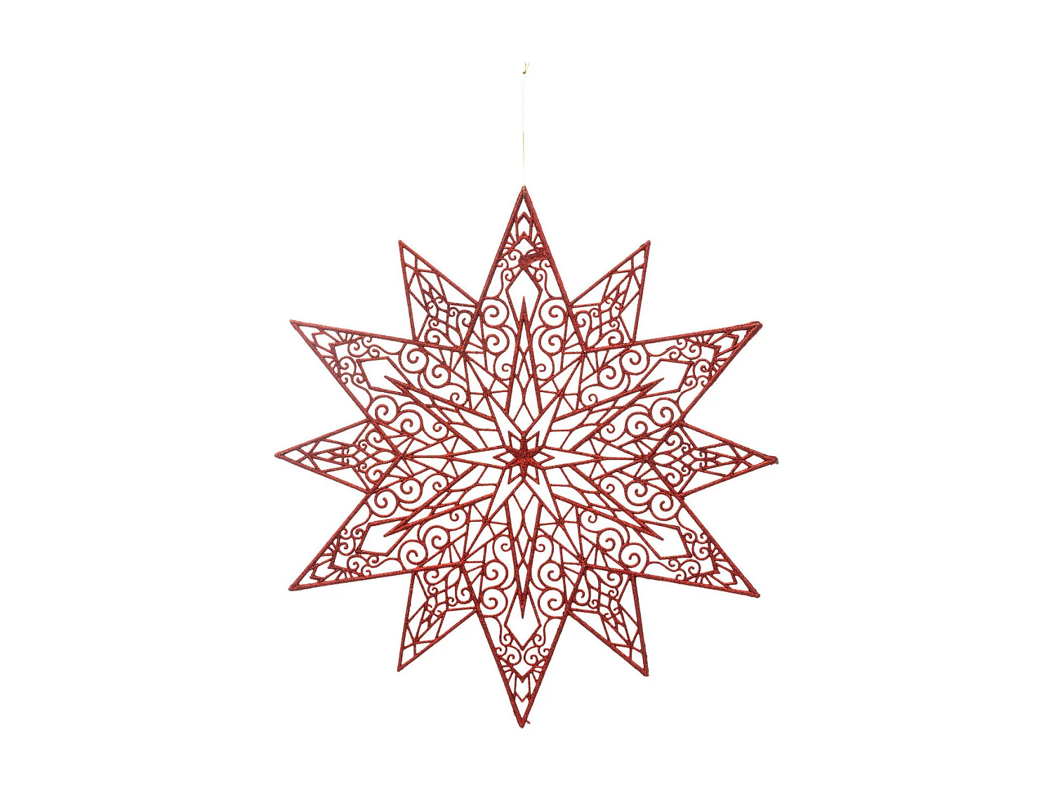 Déco de Noël Grande Etoile Rouge pailletée 48 cm