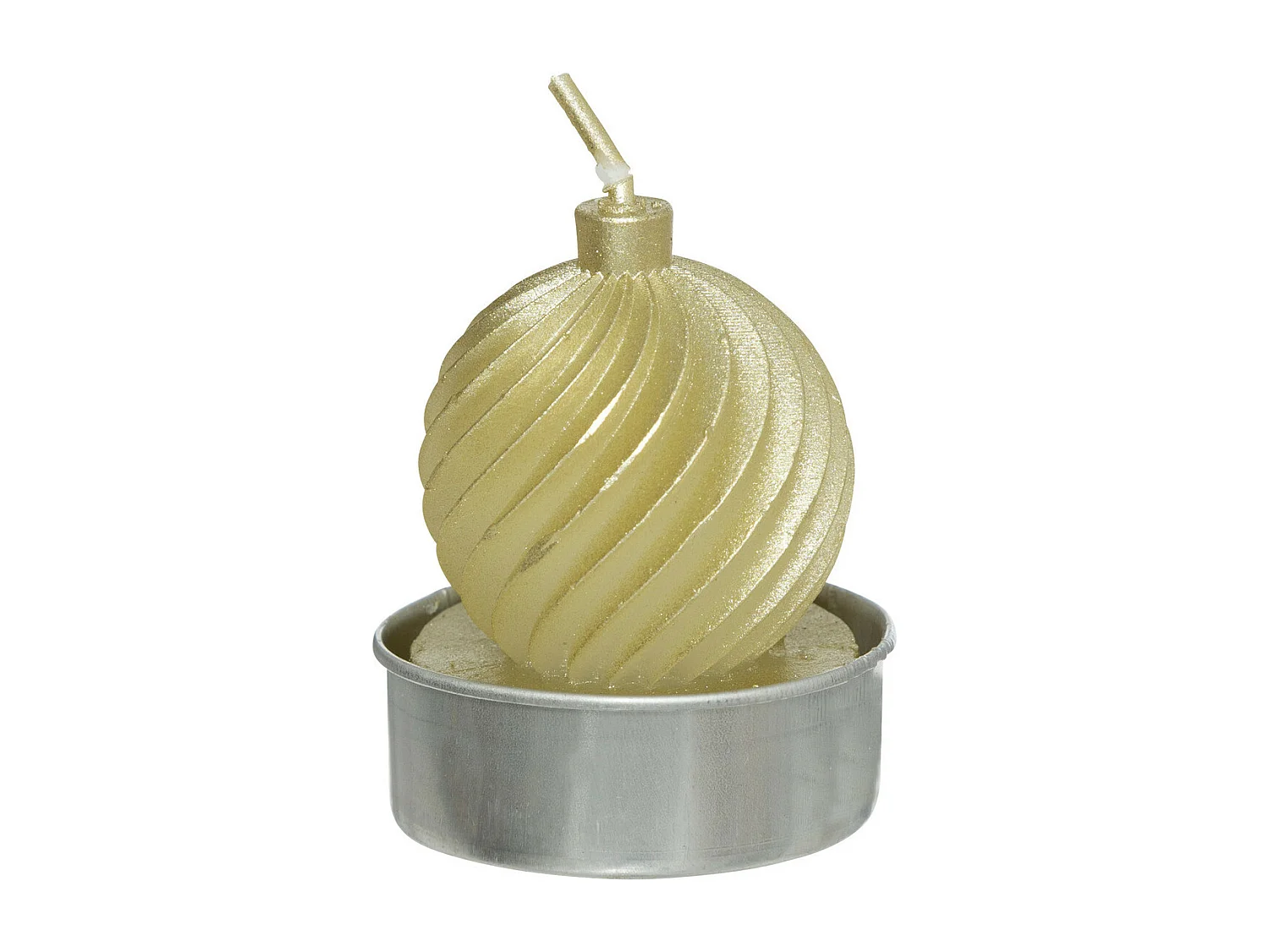 Lot de 4 Bougies déco Boule de Noël Rouge et Champagne pailletée