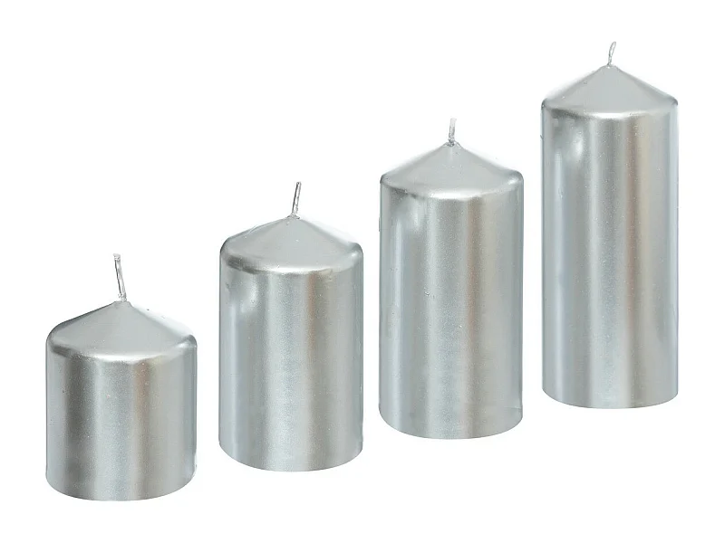 Lot de 4 Bougies Satin Argent 505G