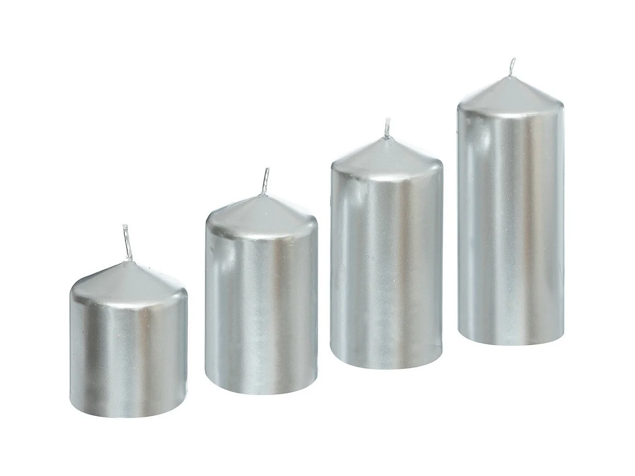 Lot de 4 Bougies Satin Argent 505G