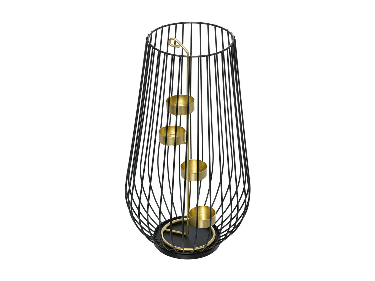 Bougeoir 4 Photophores en métal Noir et Doré H 35 cm