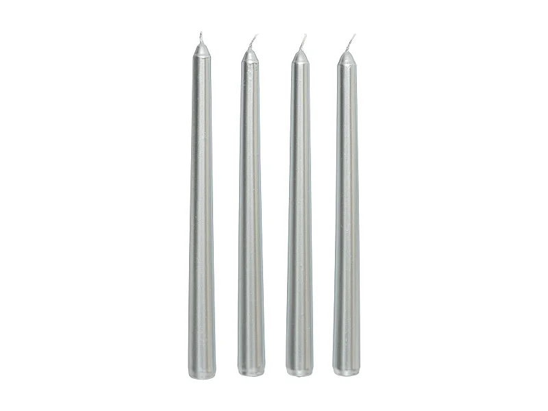 Lot de 4 Bougies Satin Argent 192G