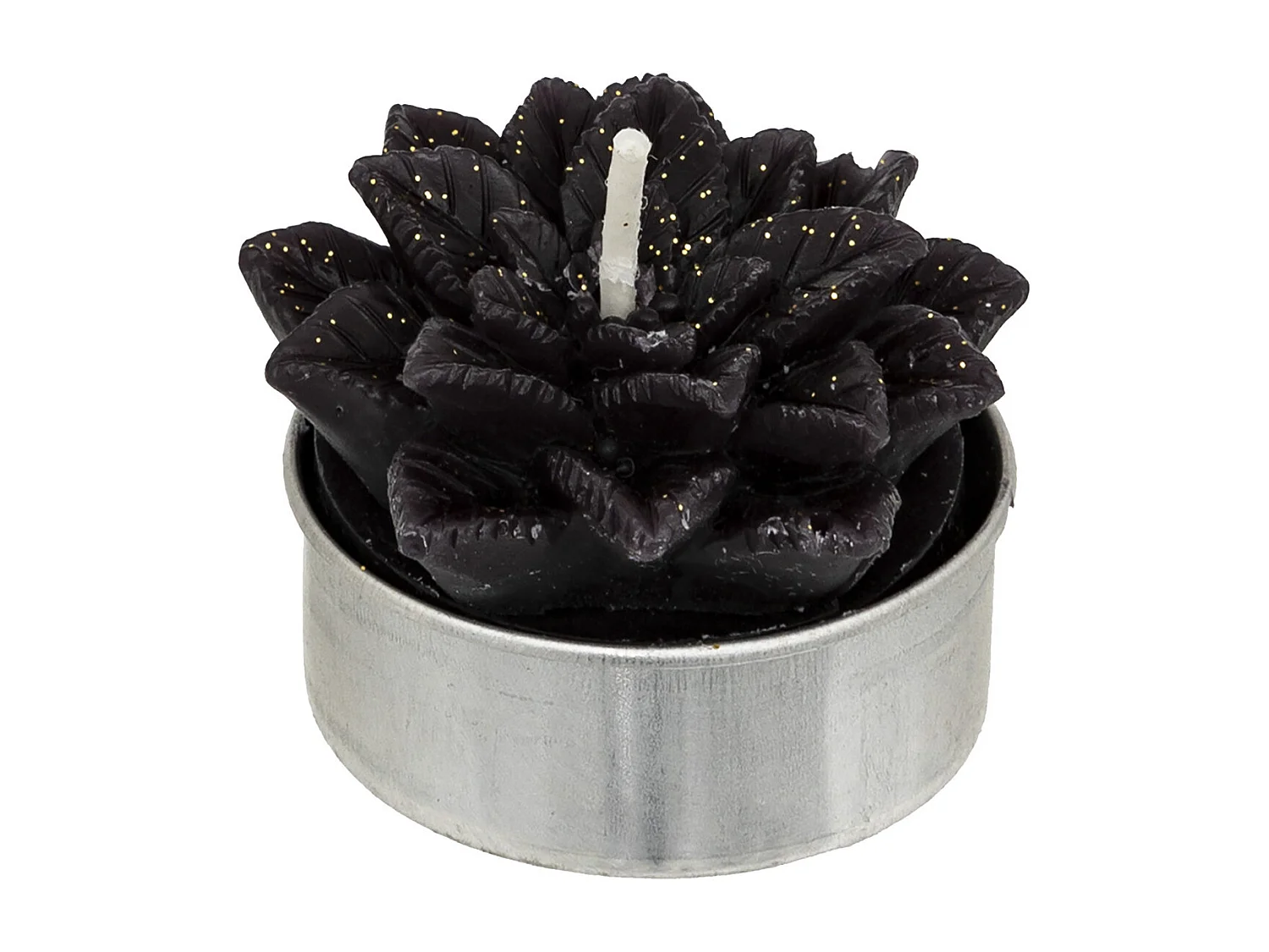 Lot de 4 Bougies de Noël déco Fleur Poinsettia Noire pailletée
