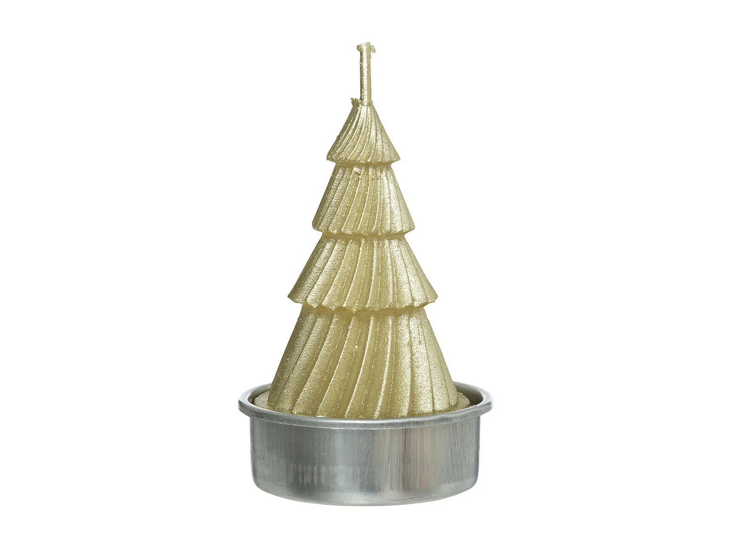 Lot de 4 Bougies de Noël déco Sapin doré pailleté