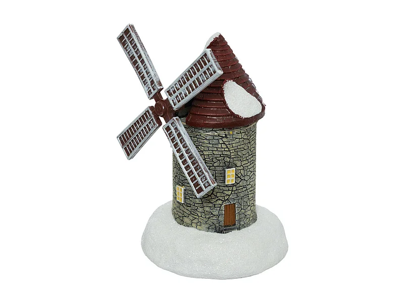 Village de Noël lumineux Moulin enneigé