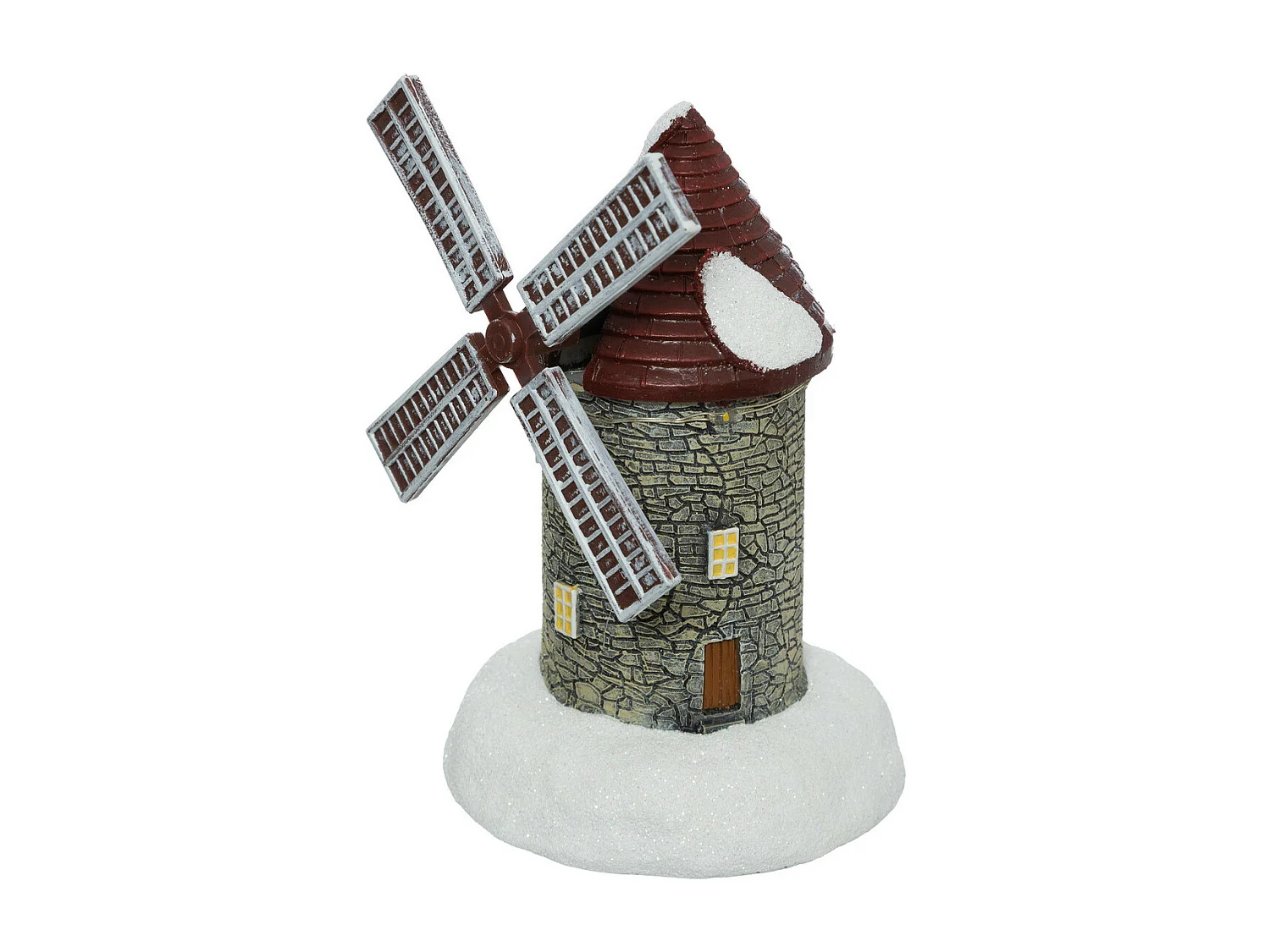 Village de Noël lumineux Moulin enneigé