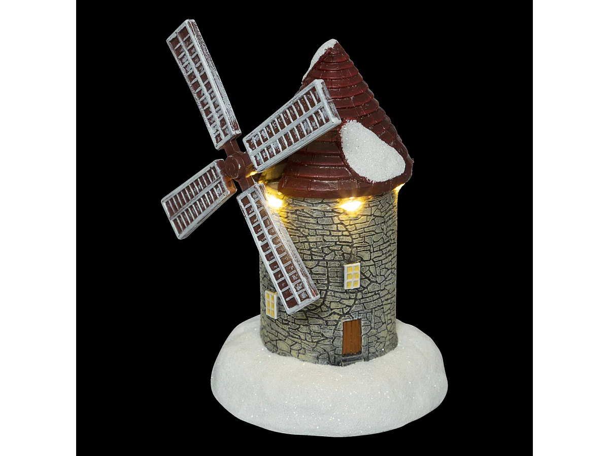 Village de Noël lumineux Moulin enneigé