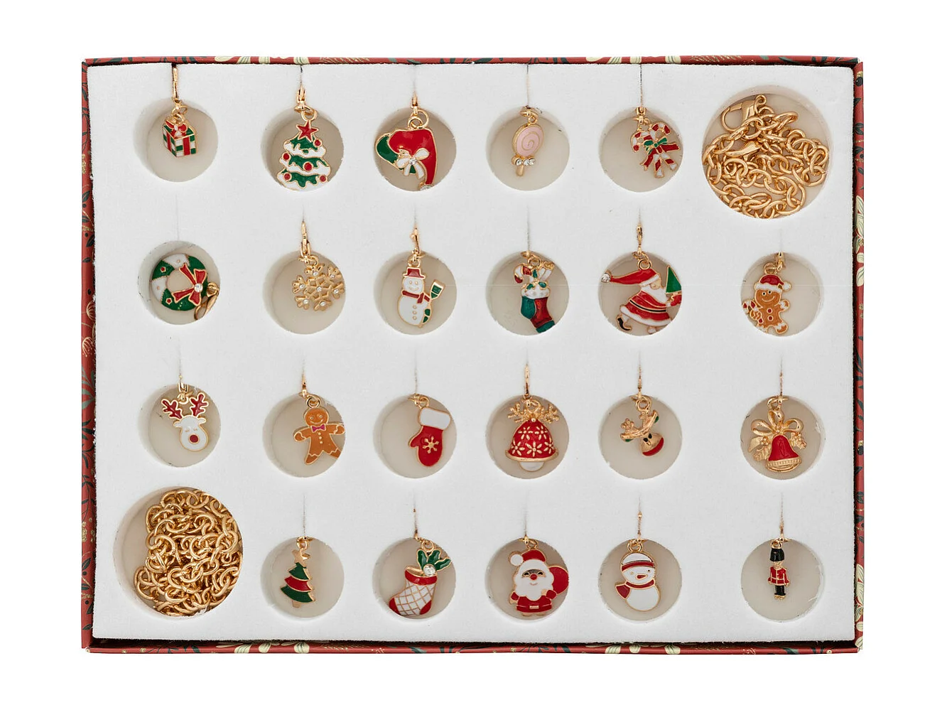 Déco de Noël Calendrier de l'Avent 24 bijoux fantaisies en métal