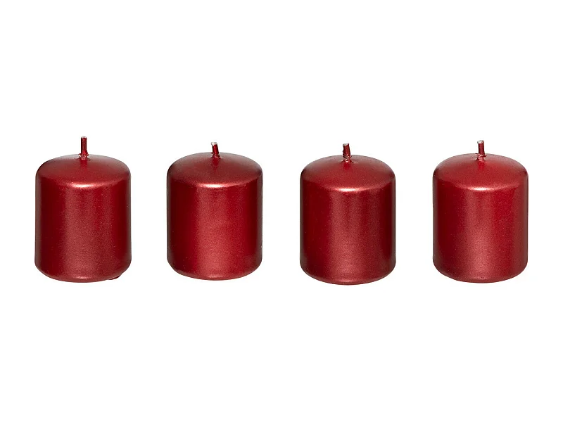 Lot de 4 Bougies Satin Rouge 160G