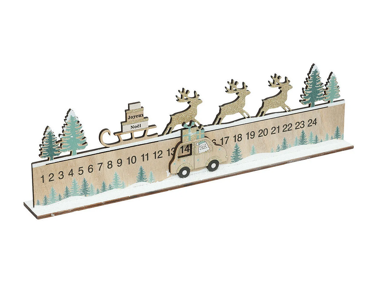 Déco de Noël Calendrier de l'Avent en bois décoré