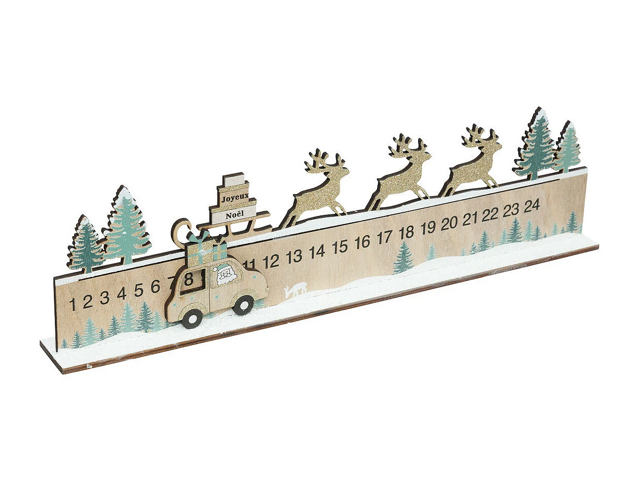 Déco de Noël Calendrier de l'Avent en bois décoré