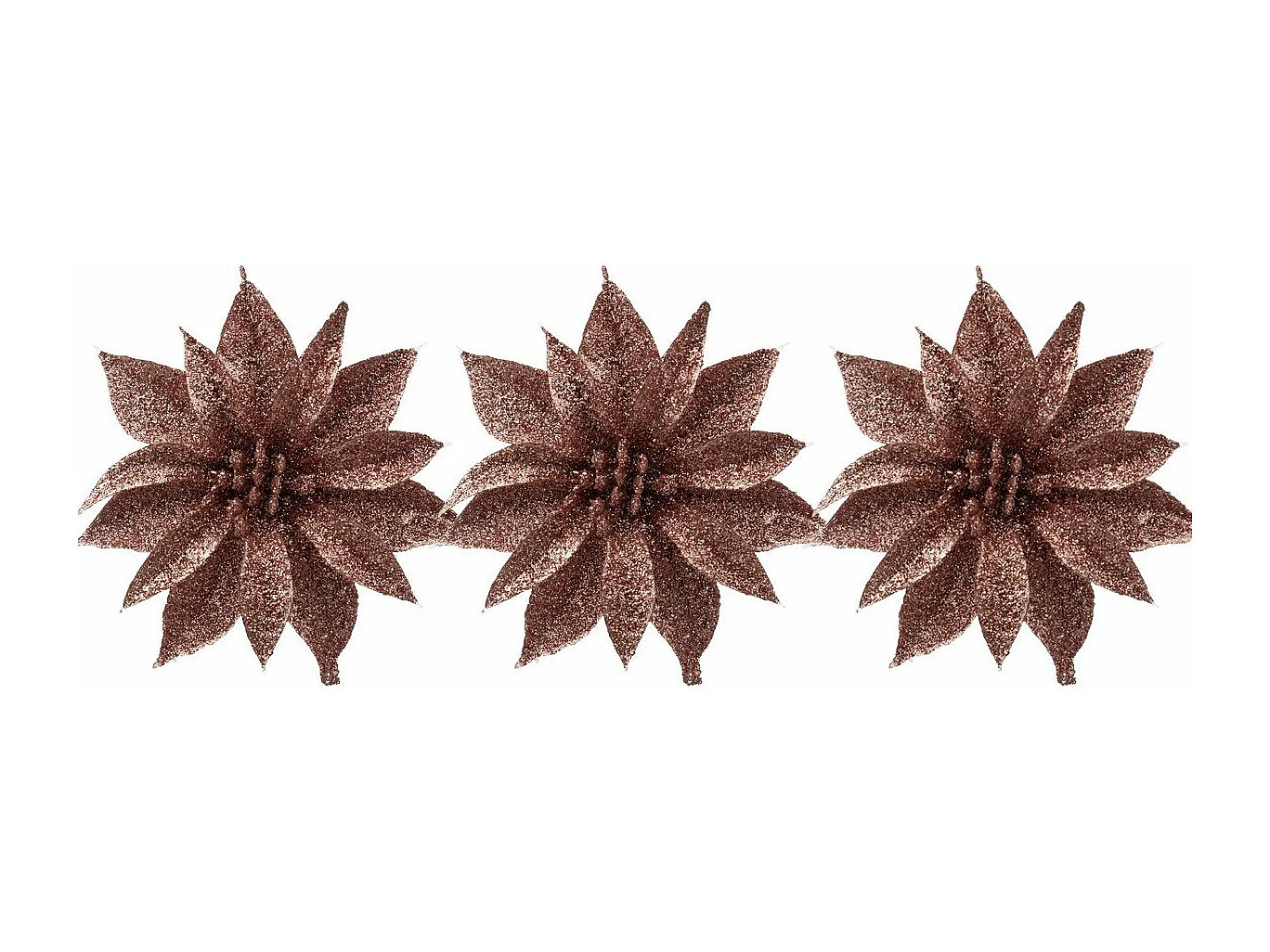 Déco de sapin Lot de 3 Fleurs vieux Rose pailleté