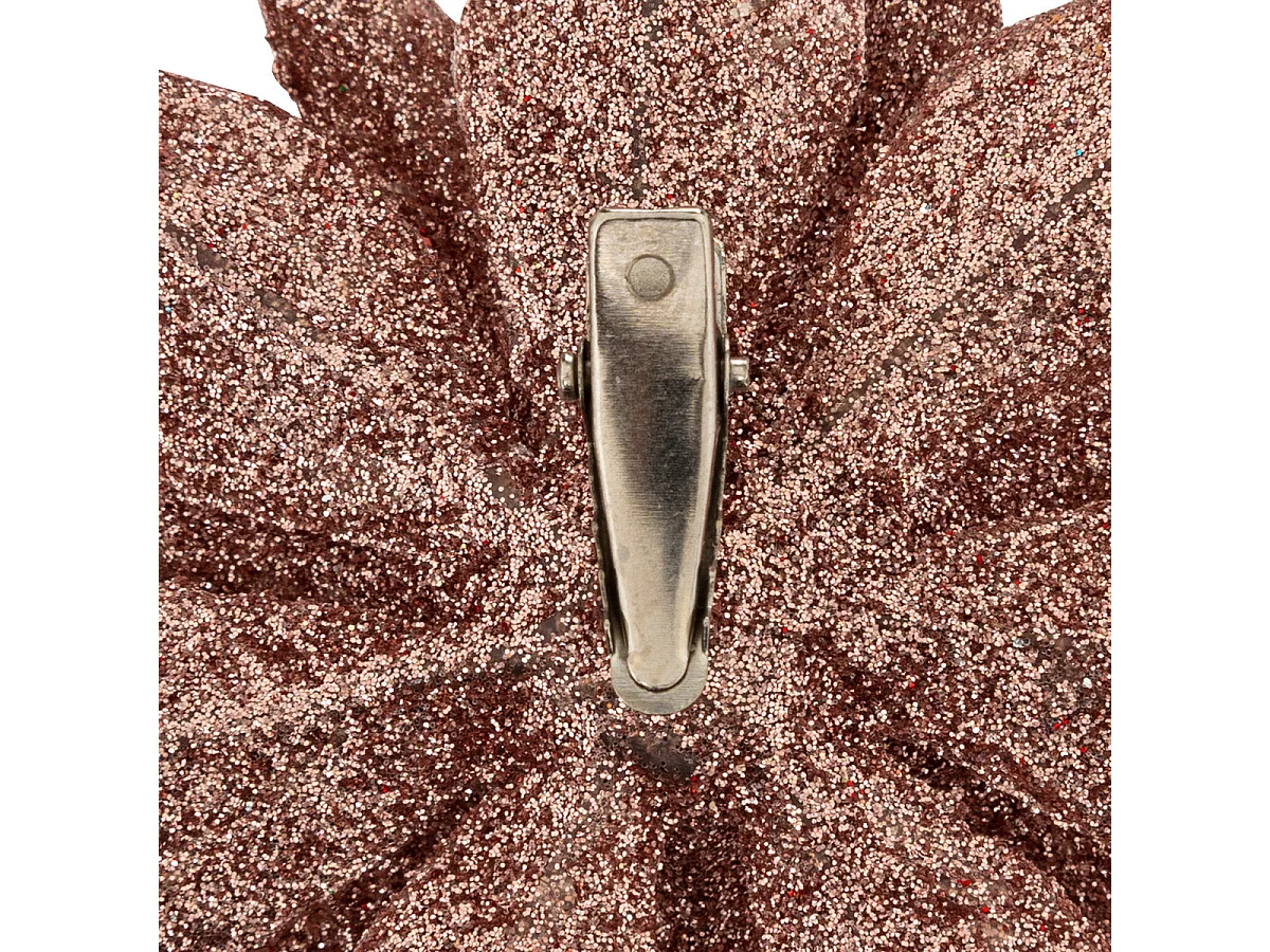 Déco de sapin Lot de 3 Fleurs vieux Rose pailleté