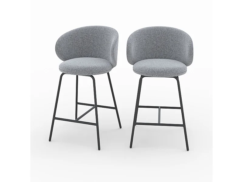 Set di 2 sedie da bar per isola centrale en bouclé grigio scuro 68 cm - Cécilia