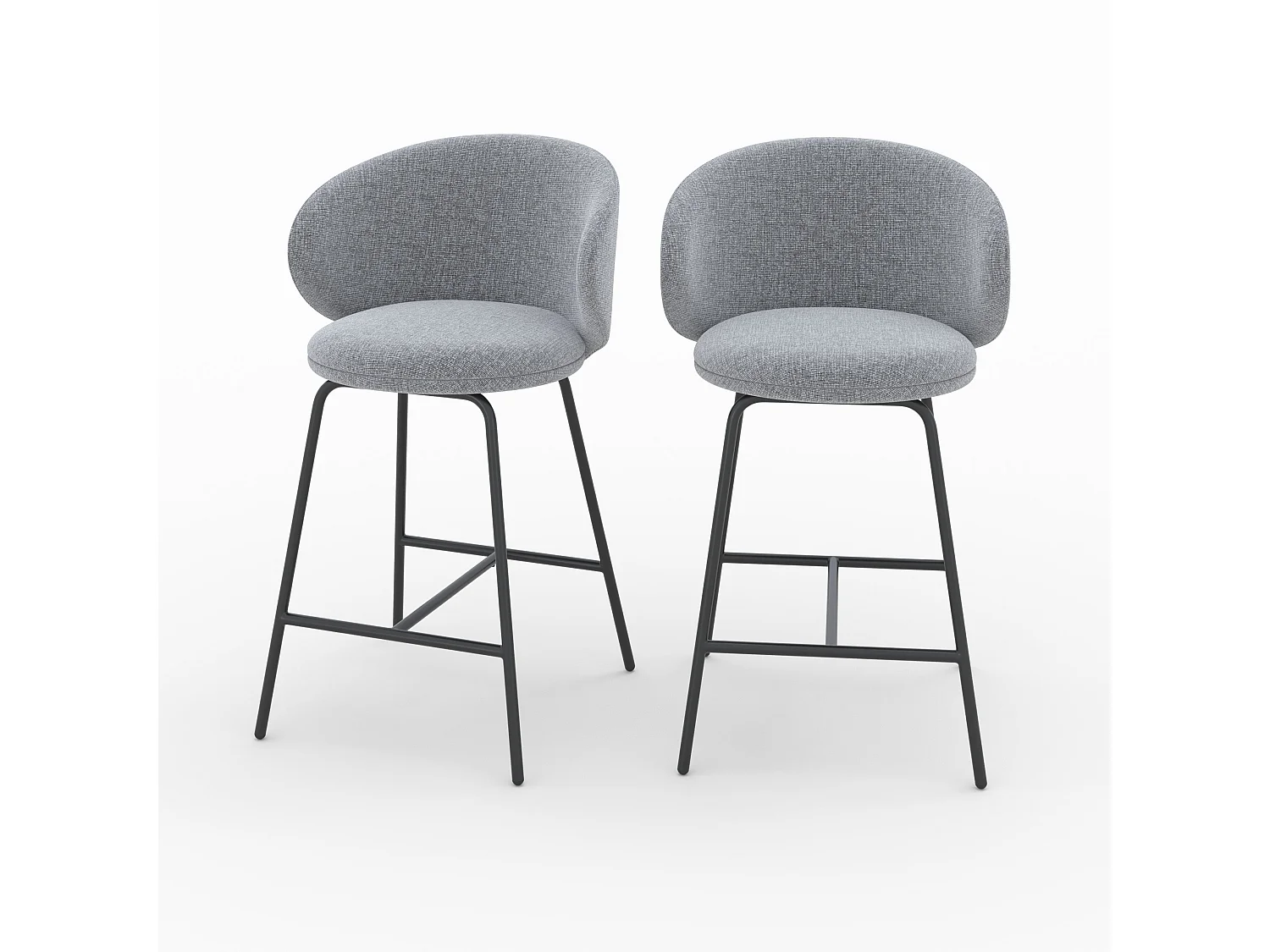 Lot de 2 chaises pour îlot central en tissu gris foncé 68 cm - Cécilia