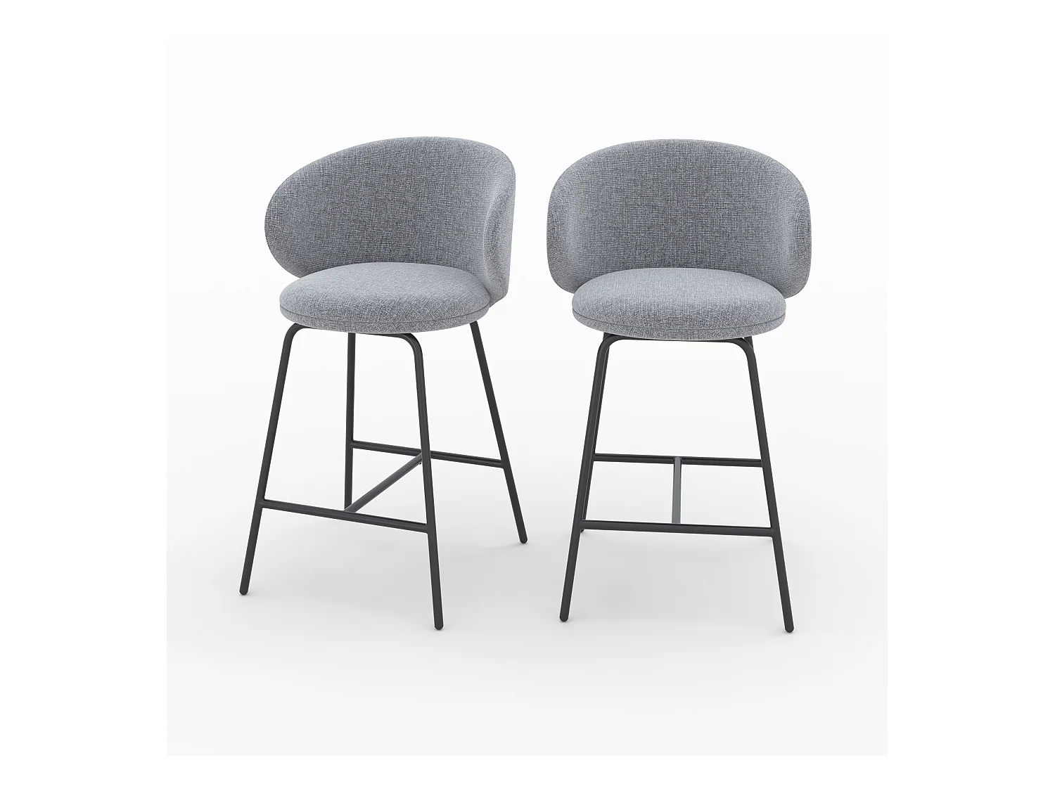 Lot de 2 chaises pour îlot central en tissu gris foncé 68 cm - Cécilia