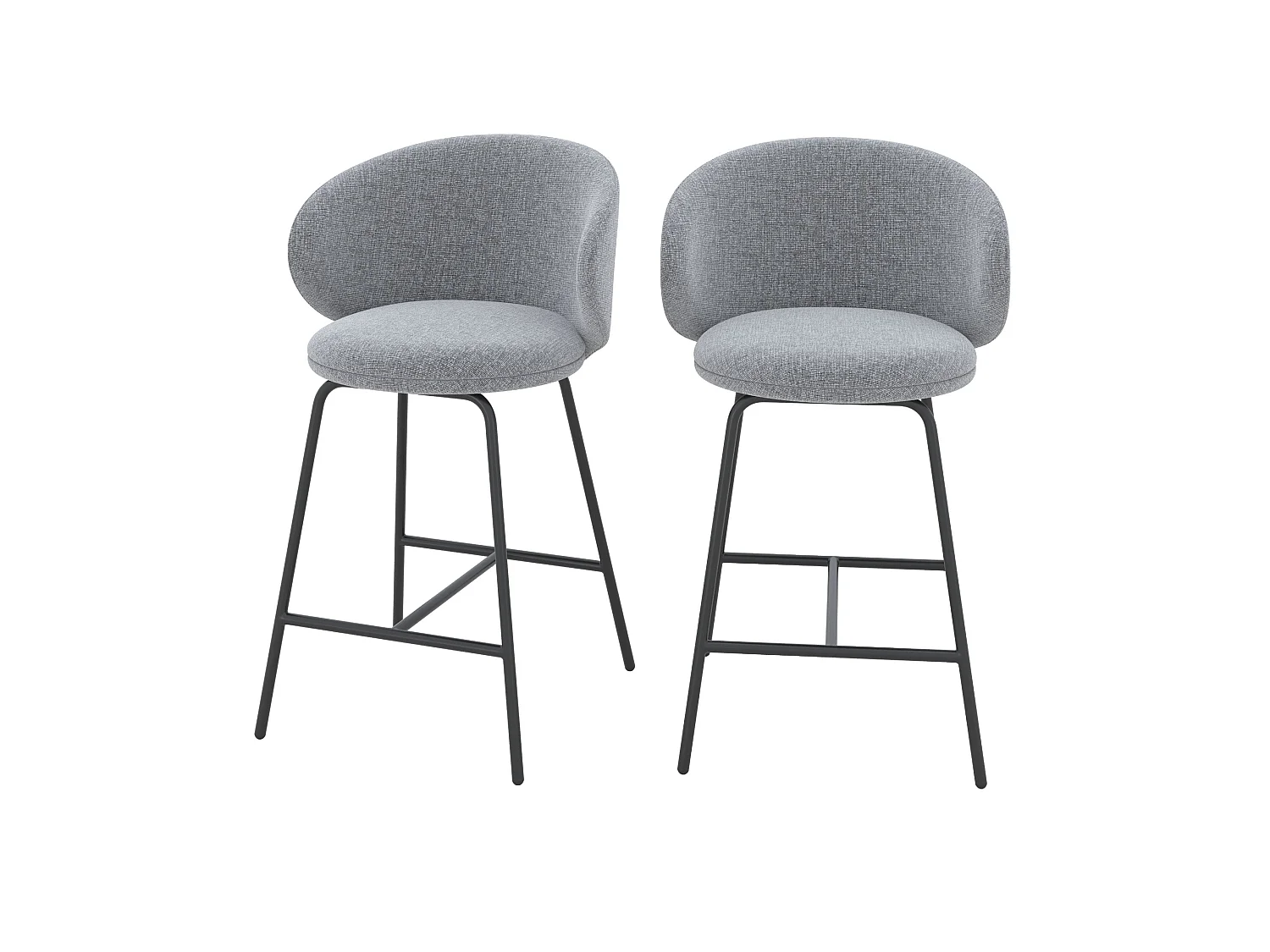 Lot de 2 chaises pour îlot central en tissu gris foncé 68 cm - Cécilia