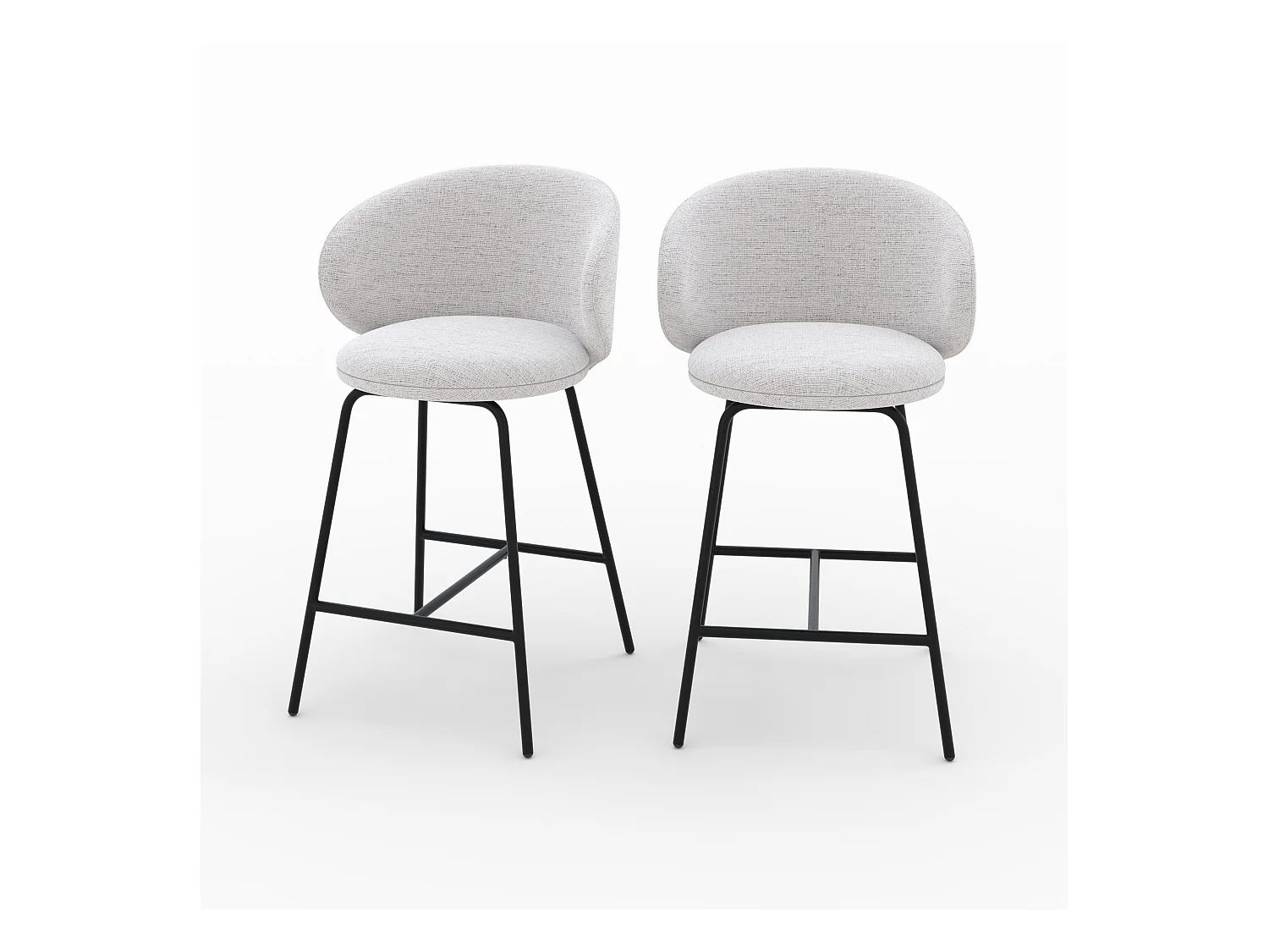 Set de 2 sillas para isla central en tela gris claro 68 cm - Cécilia