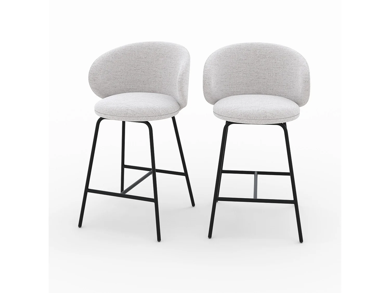 Lot de 2 chaises pour îlot central en tissu gris clair 68 cm - Cécilia