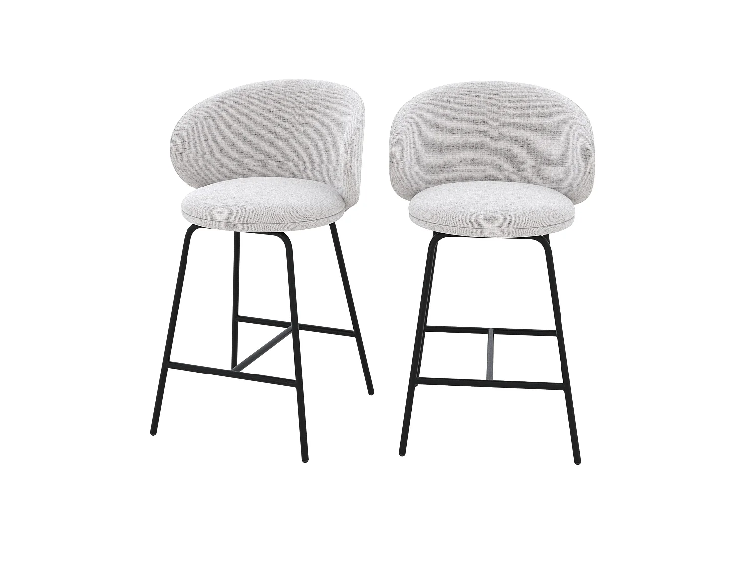 Set di 2 sedie per isola centrale in tessuto grigio chiaro 68 cm - Cécilia