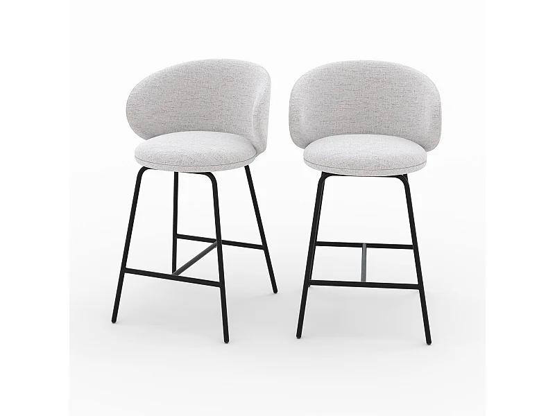 Set de 2 sillas para isla central en tela gris claro 68 cm - Cécilia