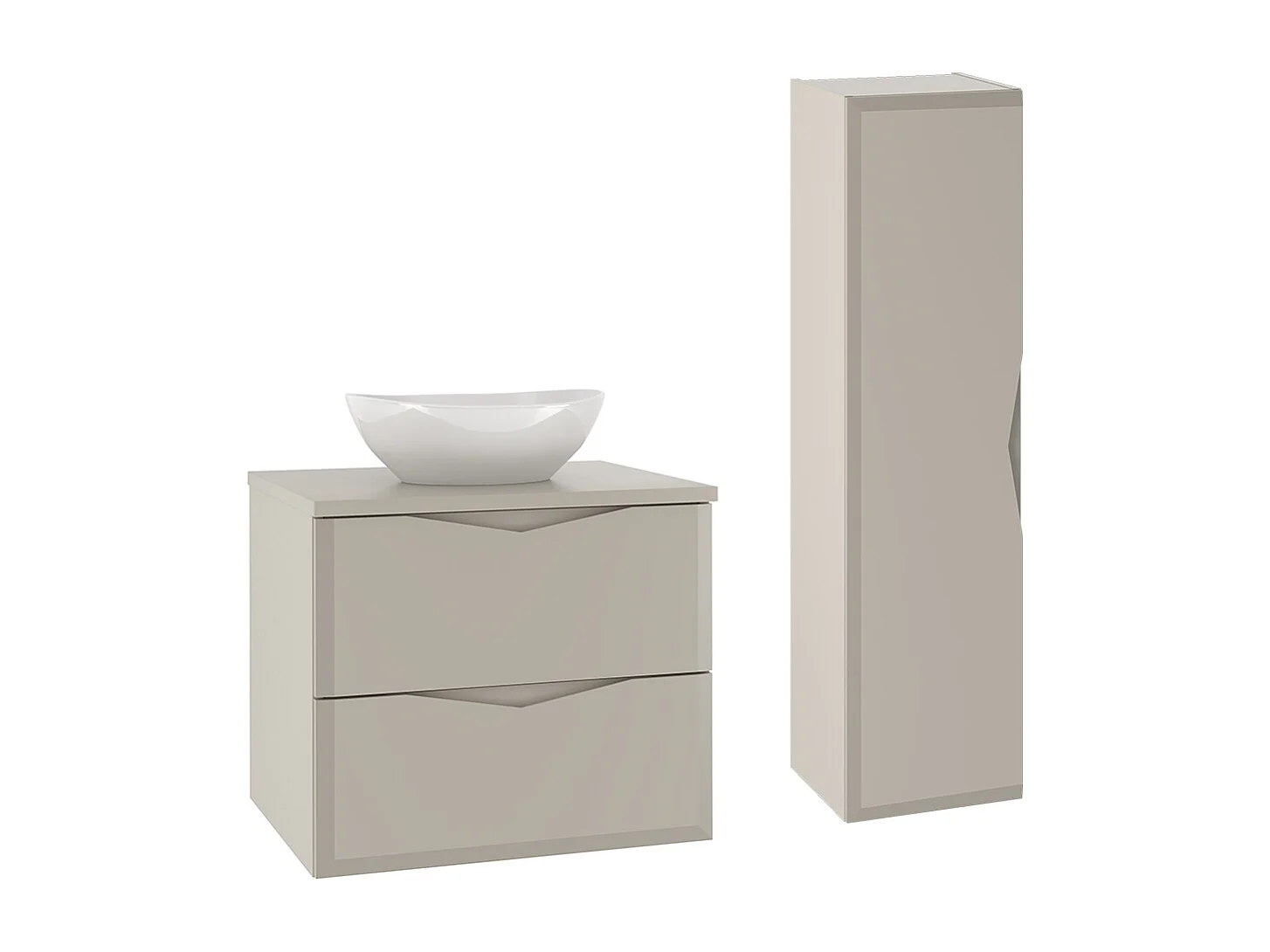 Set aus Einzelwaschtisch 60cm und Säule Ellie Cachemire