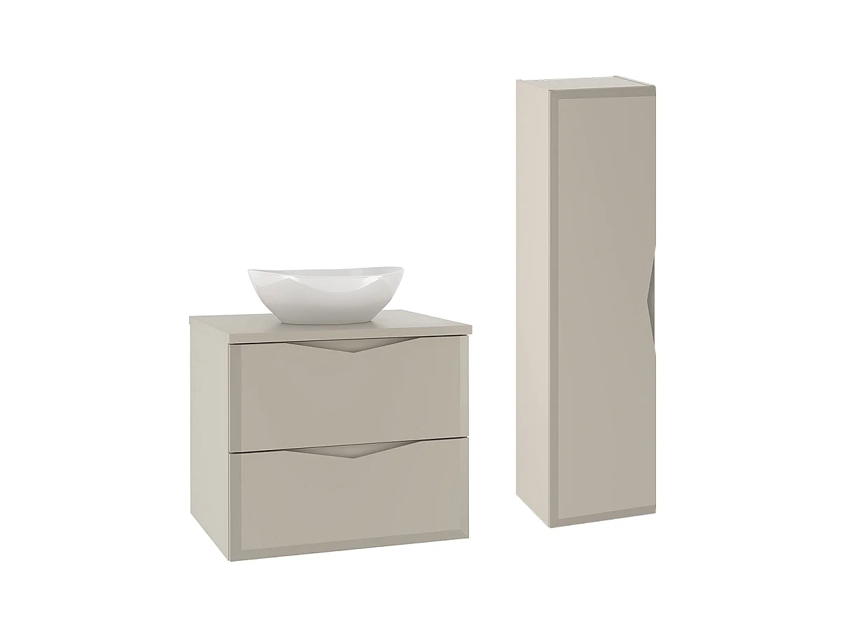 Ensemble meuble simple vasque 60cm et colonne Ellie Cachemire