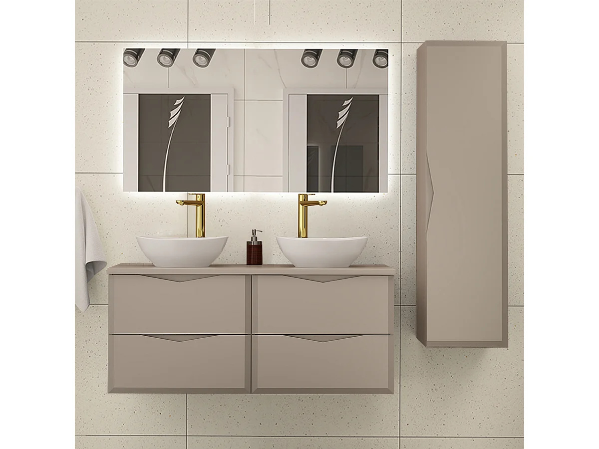 Set di mobili da bagno doppio lavabo Ellie cachemire 120cm