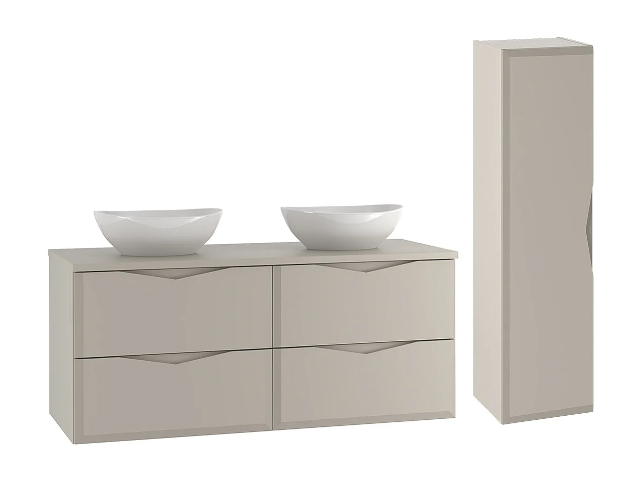 Ensemble meuble double vasque 120cm et colonne Ellie Cachemire