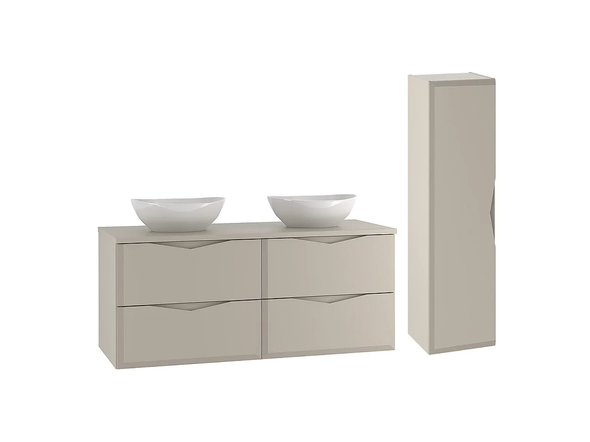 Set di mobili da bagno doppio lavabo Ellie cachemire 120cm