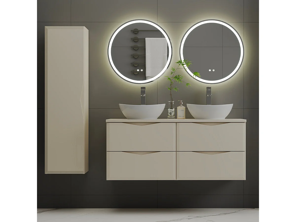 Set di mobili da bagno doppio lavabo Ellie cachemire 120cm