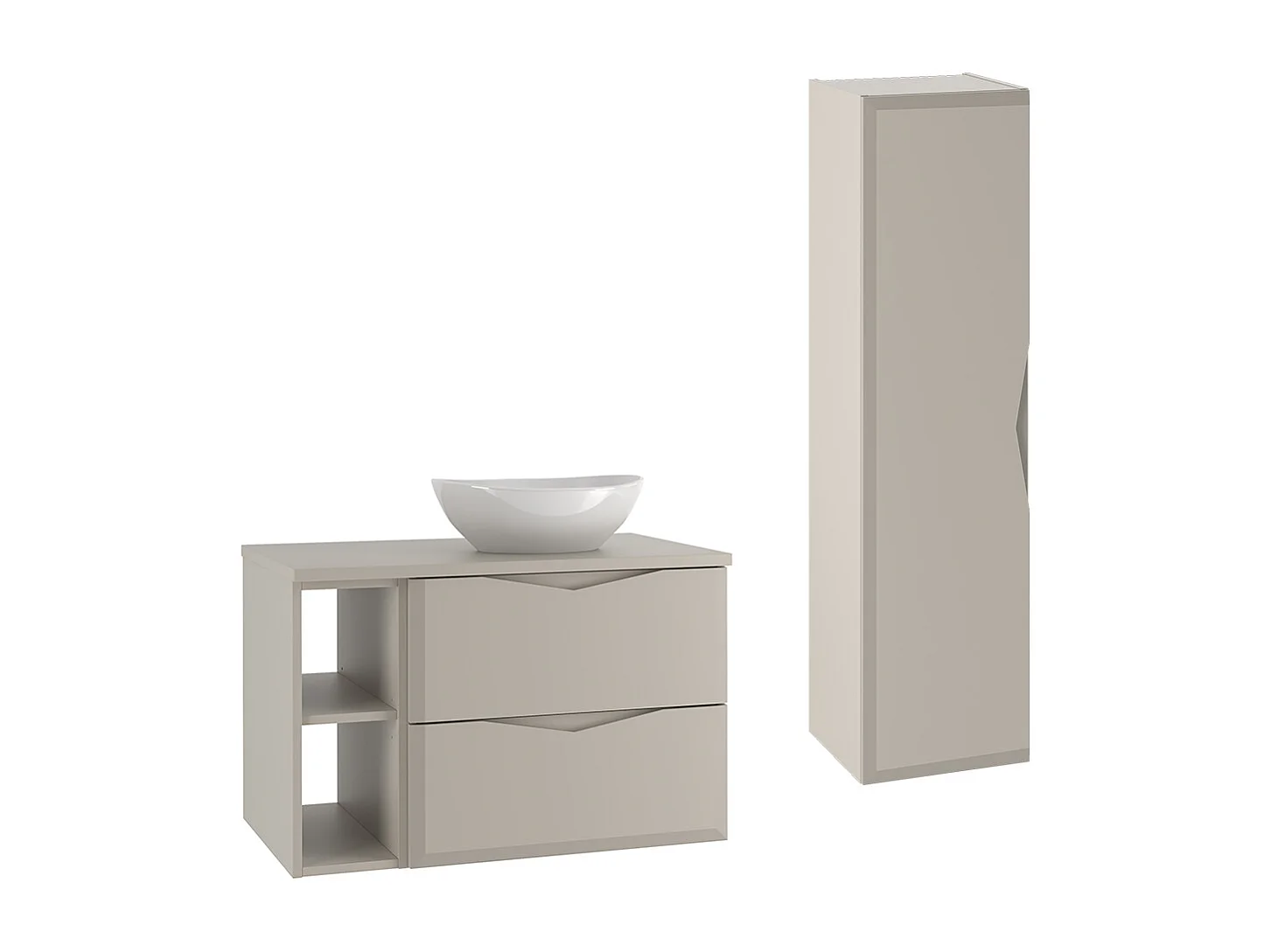 Ensemble meuble simple vasque 80cm 2 niches et colonne Ellie Cachemire