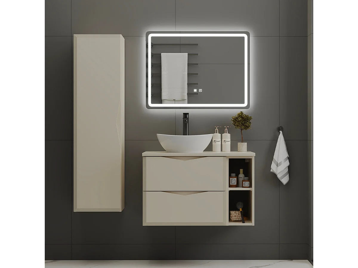 Mobile lavabo singolo Ellie Cachemire 80cm 2 nicchie e piedistallo