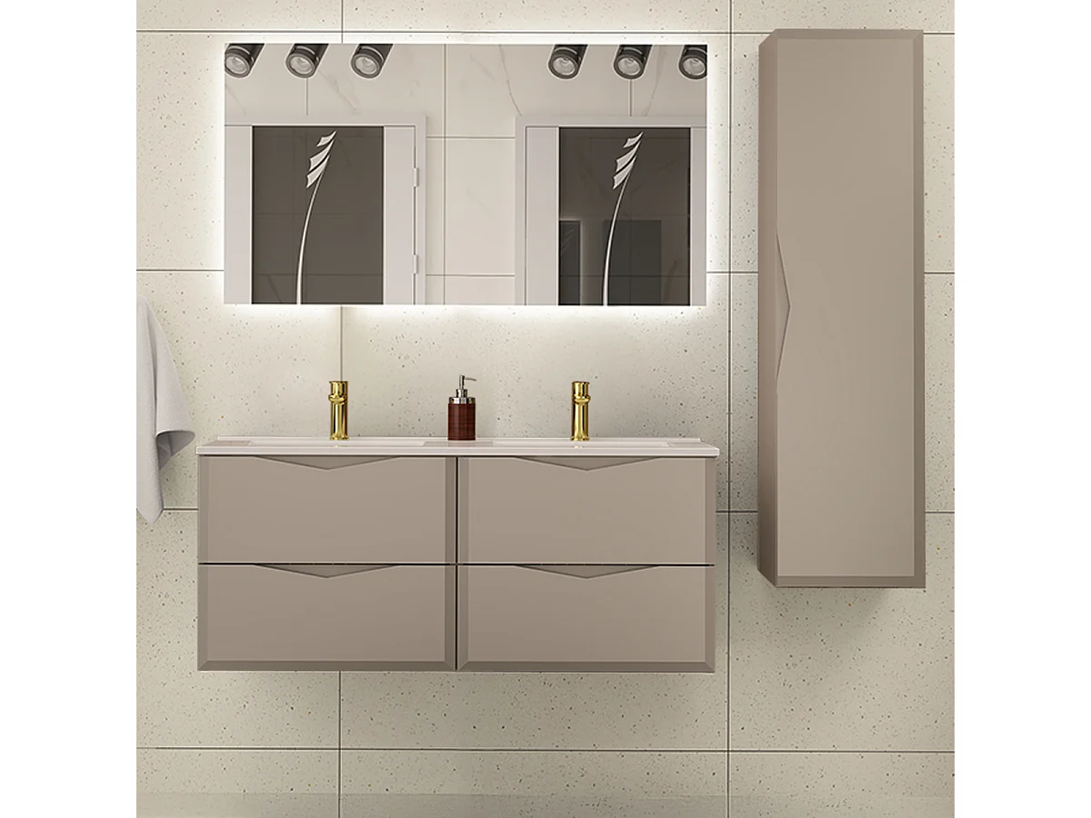Set di mobili da bagno doppio lavabo Ellie cachemire 120cm