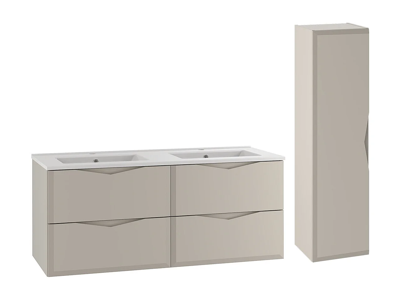 Set di mobili da bagno doppio lavabo Ellie cachemire 120cm