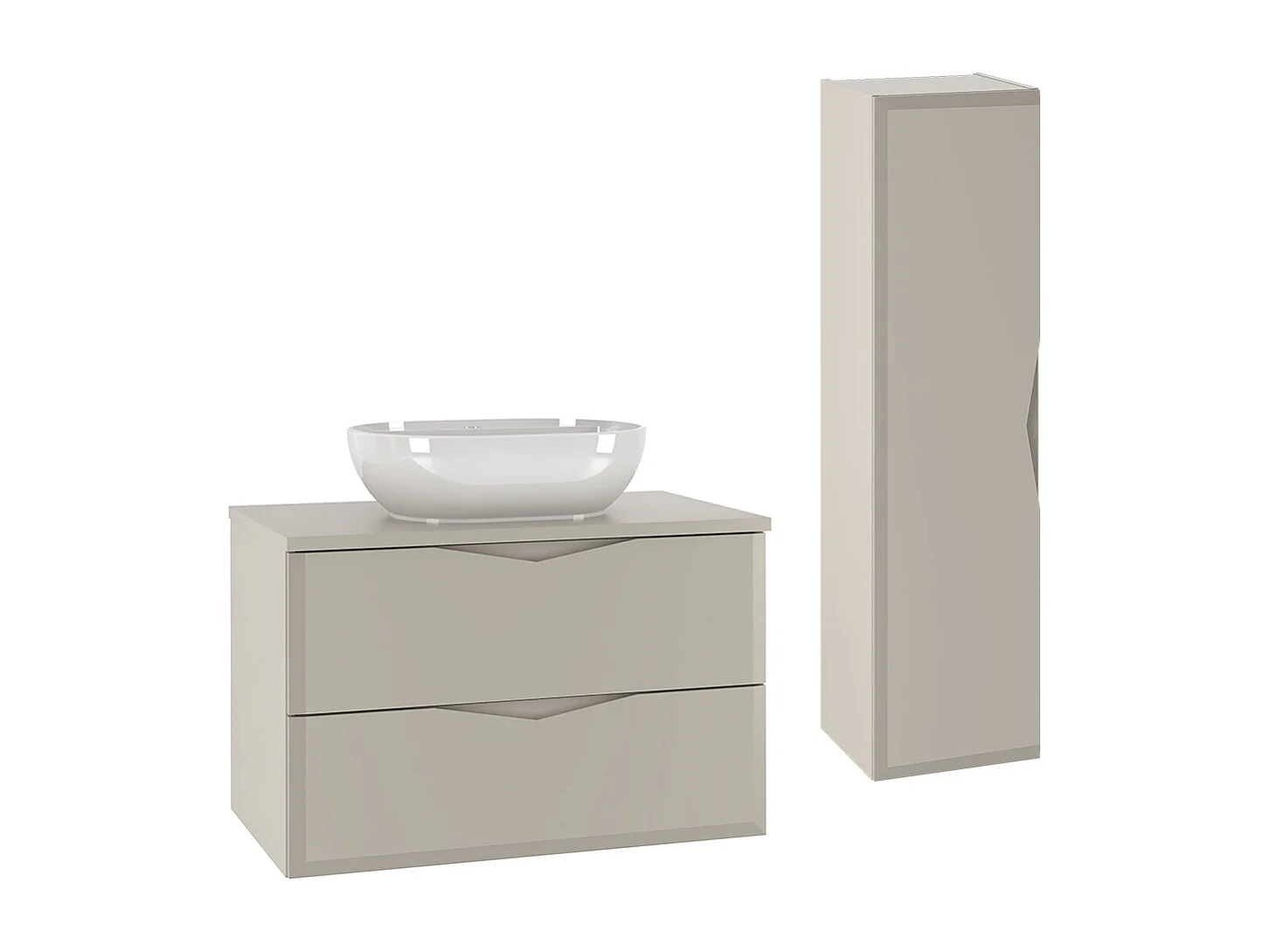 Ensemble meuble simple vasque 80cm et colonne Ellie Cachemire