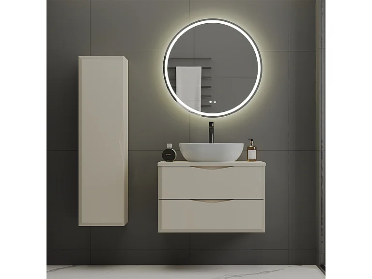 Ensemble meuble simple vasque 80cm et colonne Ellie Cachemire