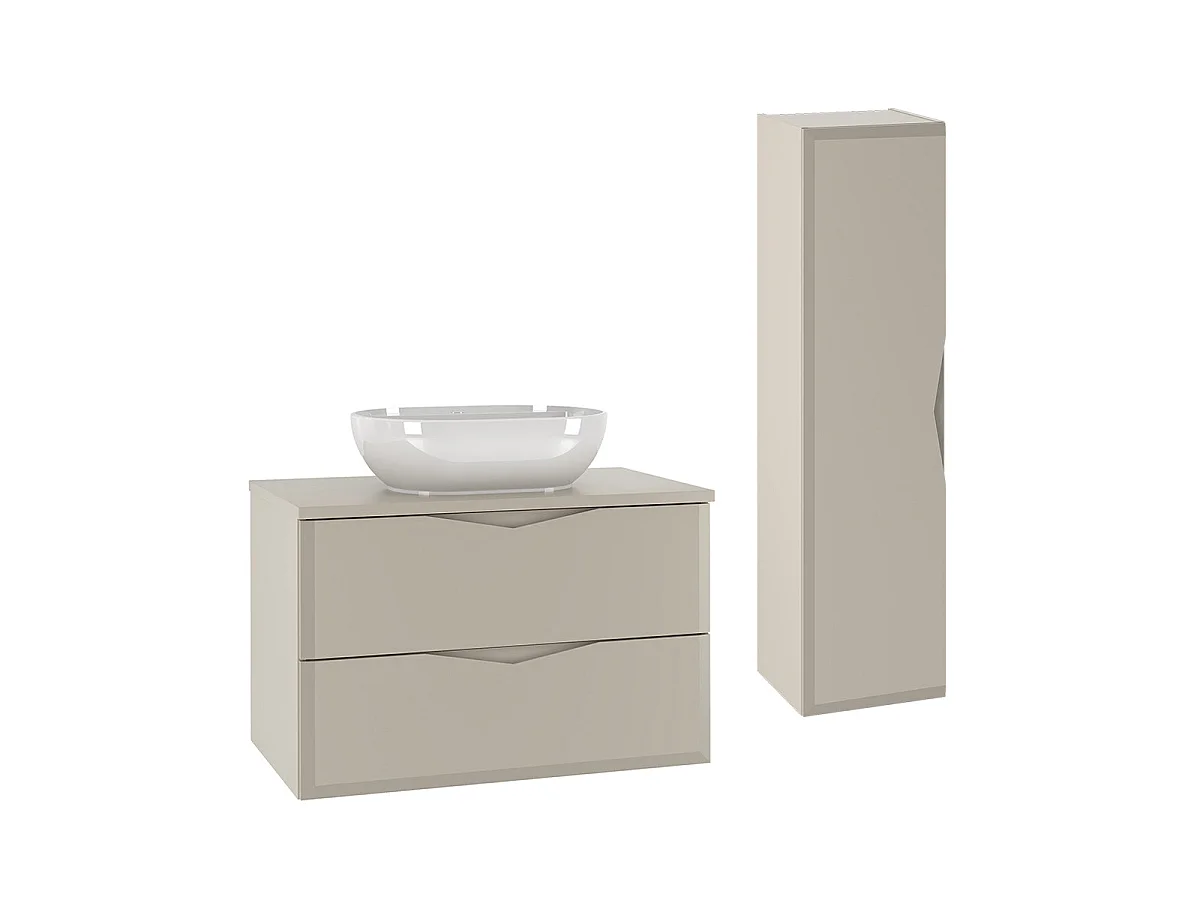 Ensemble meuble simple vasque 80cm et colonne Ellie Cachemire