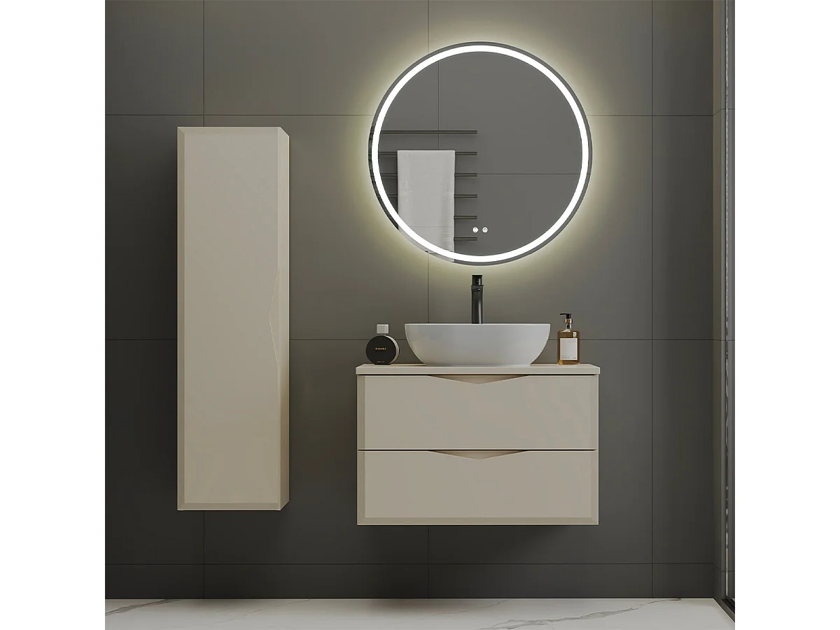 Ensemble meuble simple vasque 80cm et colonne Ellie Cachemire