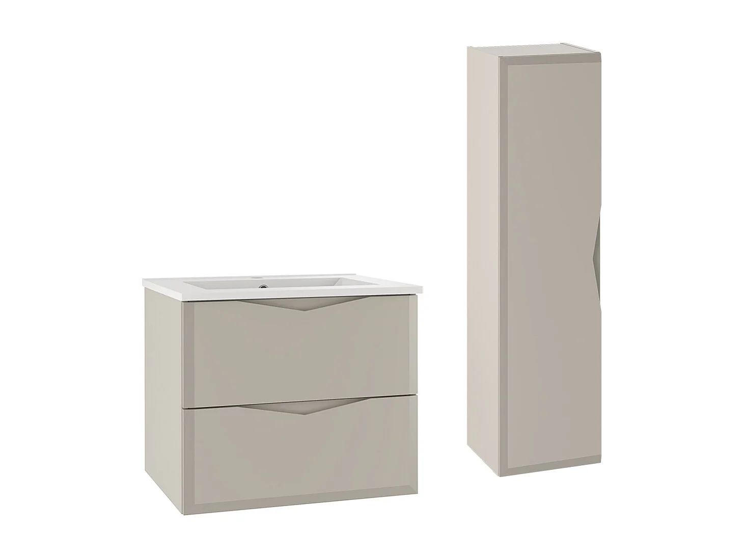Set aus Einzelmöbel Einbauwaschbecken 60cm und Säule Ellie Cachemire