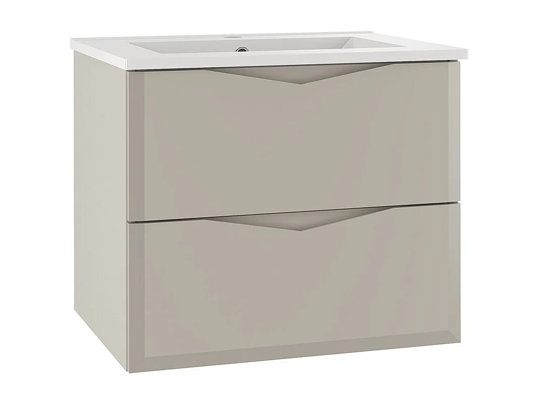 Set aus Einzelmöbel Einbauwaschbecken 60cm und Säule Ellie Cachemire