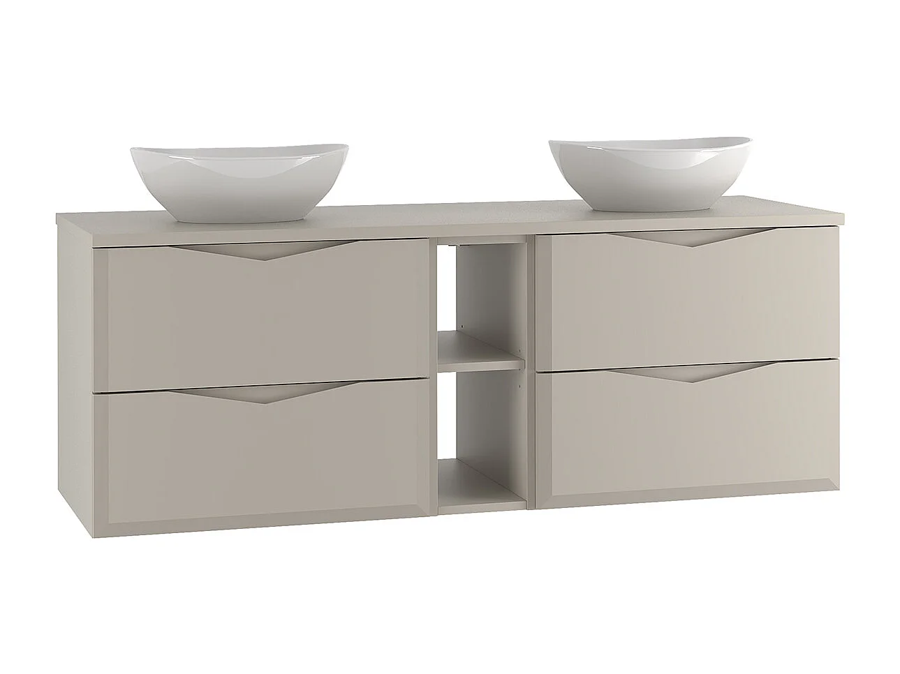 Set Doppelwaschtisch 140cm 2 Nischen und Säule Ellie Kaschmir