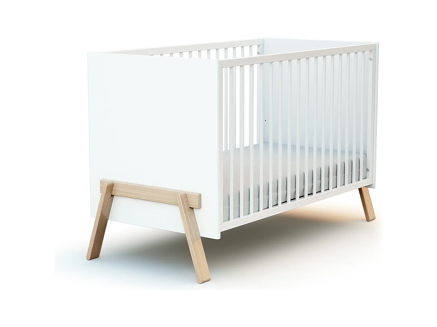 Lit bébé 60x120 CANAILLE Blanc et Hêtre