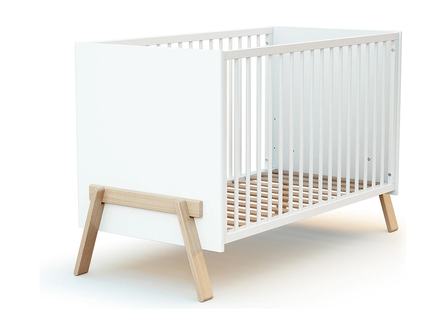 Cuna y cómoda cambiador CANAILLE madera - Blanco/Haya - 60 x 120