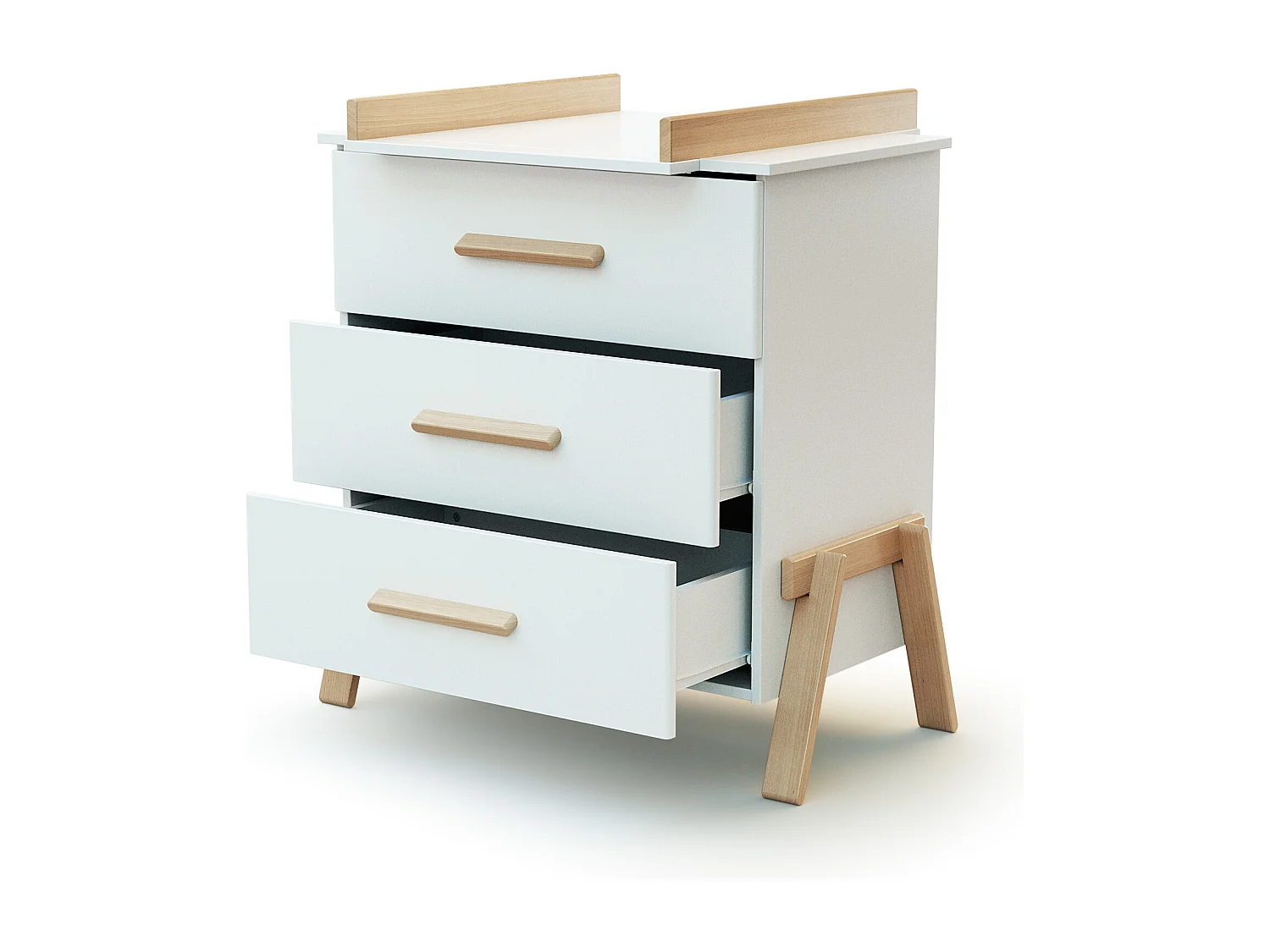 Cuna y cómoda cambiador CANAILLE madera - Blanco/Haya - 60 x 120